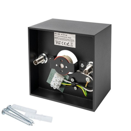 LED taškinis šviestuvas, kvadratinis, juodas