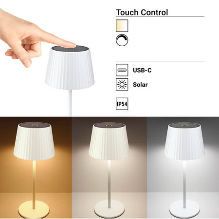 LED saulės stalinė lempa, 2.5W, įkraunama