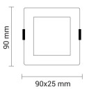 LED įmontuojamas modulis, kvadratinis, 3W, šalta balta šviesa