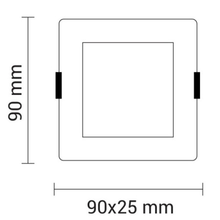 LED įmontuojamas modulis, kvadratinis, 3W, šilta balta šviesa
