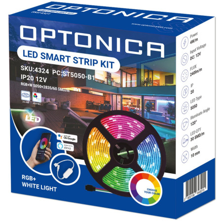 LED juostos rinkinys, 12V, Smart WiFi, Alexa, Google, RGBW spalvos