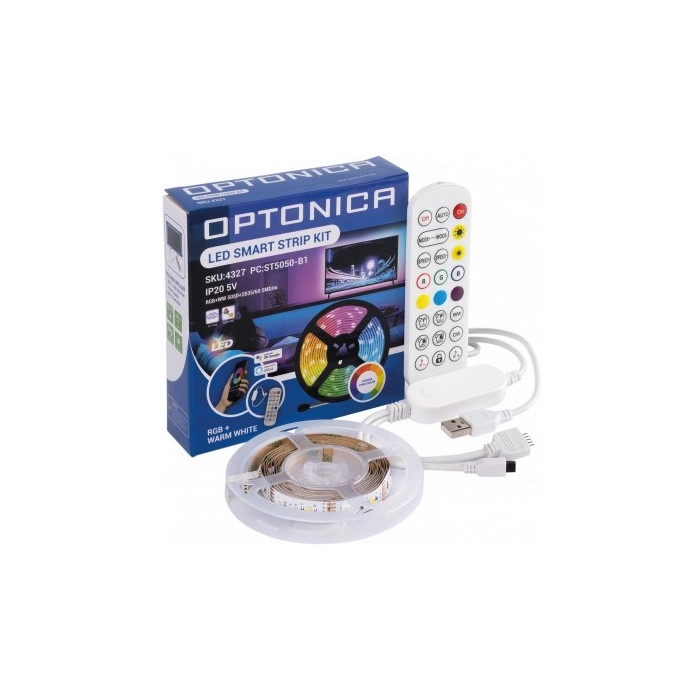 LED juostos rinkinys, 5V, TV, Wi-Fi, nuotolinis valdymas, RGBWW spalvos