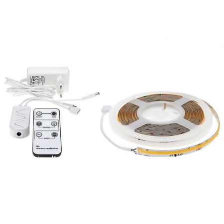 LED juostos rinkinys, 12V, nuotolinis valdymas, šilta balta šviesa