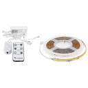 LED juostos rinkinys, 12V, nuotolinis valdymas, šilta balta šviesa
