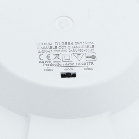 LED šviestuvas, 20W, plonas, temdomas, CCT 3000K-6000K