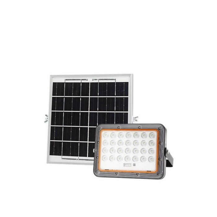 LED prožektorius, juodas, su saulės baterija, 6W, šalta balta šviesa