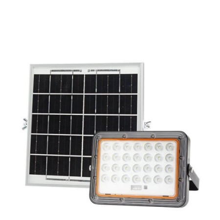 LED prožektorius, juodas, su saulės baterija, 6W, šalta balta šviesa