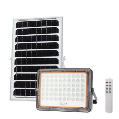 LED prožektorius, juodas, su saulės baterija, 10W, šalta balta šviesa