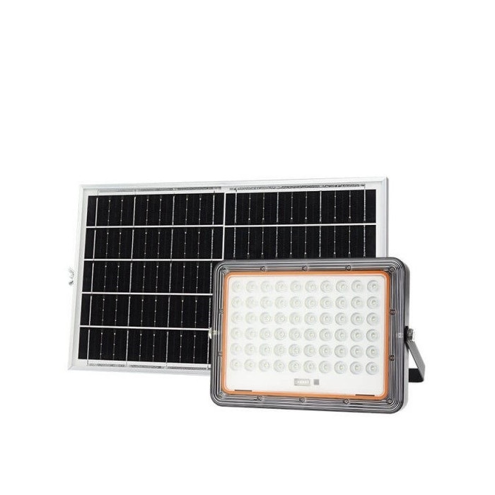 LED prožektorius, juodas, su saulės baterija, 15W, šalta balta šviesa