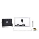 LED prožektorius, juodas, su saulės baterija, 15W, šalta balta šviesa