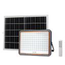 LED prožektorius, juodas, su saulės baterija, 25W, 3200Lm, šalta balta šviesa