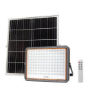 LED prožektorius, juodas, su saulės baterija, 30W, šalta balta šviesa