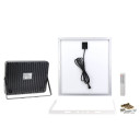 LED prožektorius, juodas, su saulės baterija, 30W, šalta balta šviesa