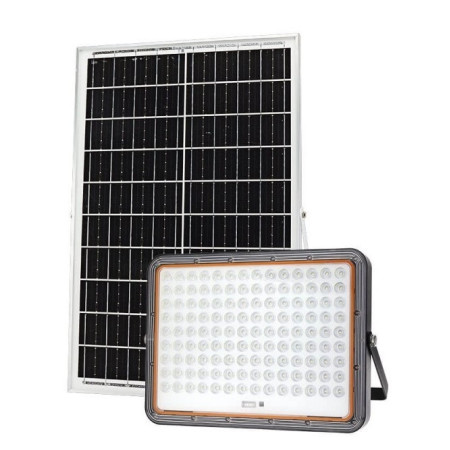 LED prožektorius, juodas, su saulės baterija, 40W, šalta balta šviesa