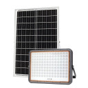 LED prožektorius, juodas, su saulės baterija, 40W, šalta balta šviesa