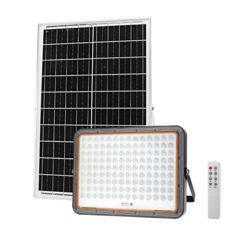 LED prožektorius, juodas, su saulės baterija, 40W, šalta balta šviesa