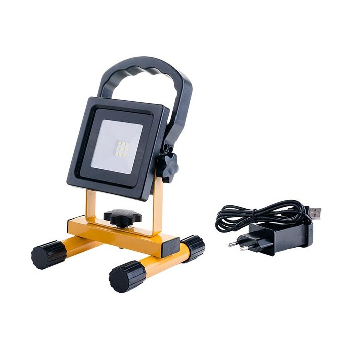 LED prožektorius, nešiojamas, įkraunamas, 10W, šalta balta šviesa