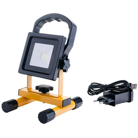 LED prožektorius, nešiojamas, įkraunamas, 10W, šalta balta šviesa