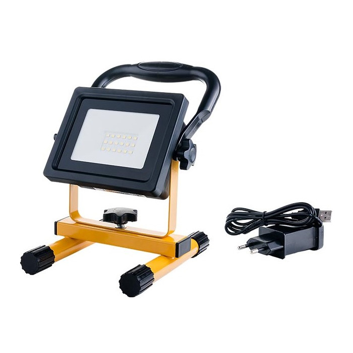 LED prožektorius, nešiojamas, įkraunamas, 20W, šalta balta šviesa