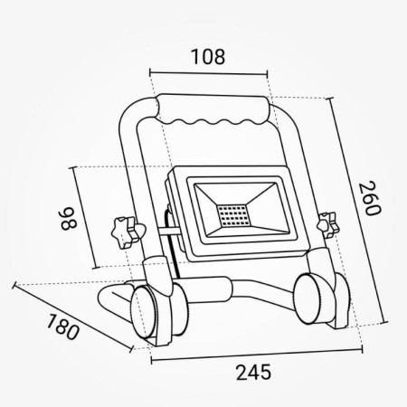 LED prožektorius, nešiojamas, 20W, šalta balta šviesa