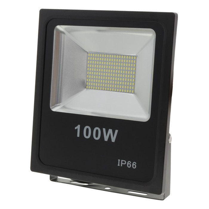 LED prožektorius, juodas, 100W, 150°, neutrali balta šviesa