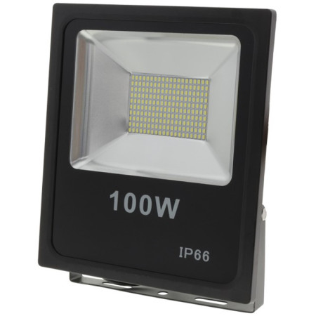 LED prožektorius, juodas, 100W, 150°, neutrali balta šviesa