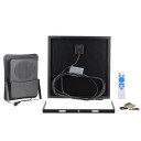 LED prožektorius, juodas, su saulės baterija, 16W, 1200Lm, šalta balta šviesa