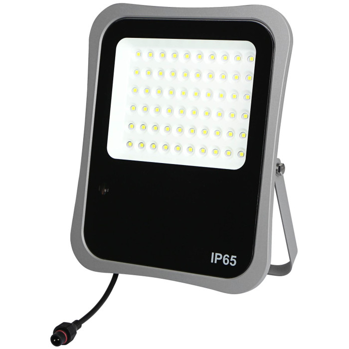 LED prožektorius, pilkas, su saulės baterija, 20W, šalta balta šviesa