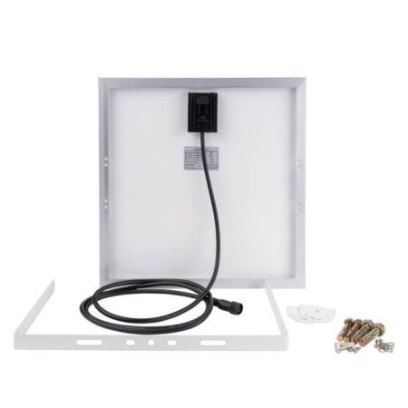 LED prožektorius, pilkas, su saulės baterija, 20W, šalta balta šviesa