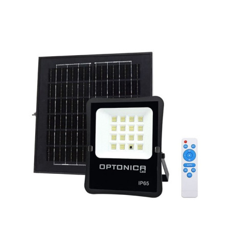 LED prožektorius, juodas, su saulės baterija, 20W, 1600Lm, šalta balta šviesa