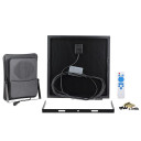 LED prožektorius, juodas, su saulės baterija, 20W, 1600Lm, šalta balta šviesa