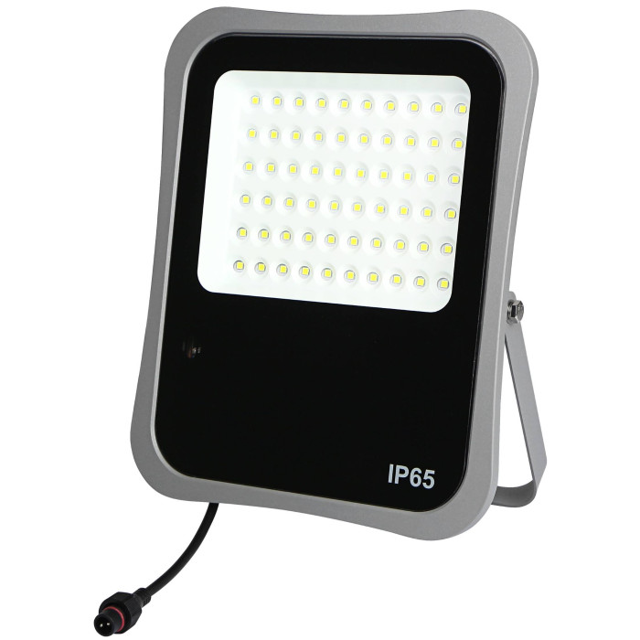 LED prožektorius, pilkas, su saulės baterija, 30W, šalta balta šviesa