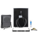 LED prožektorius, juodas, su saulės baterija, 25W, 2200Lm, šalta balta šviesa