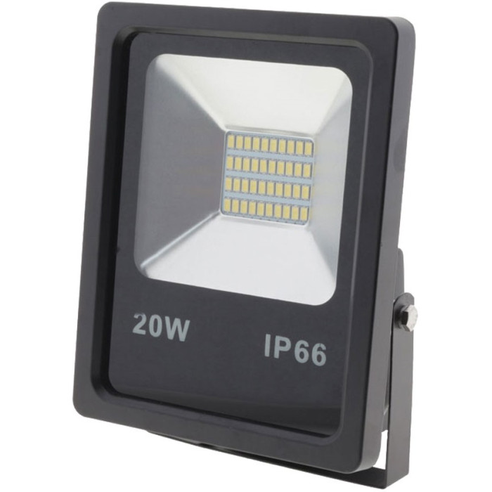 LED prožektorius, juodas, 20W, 150°, neutrali balta šviesa