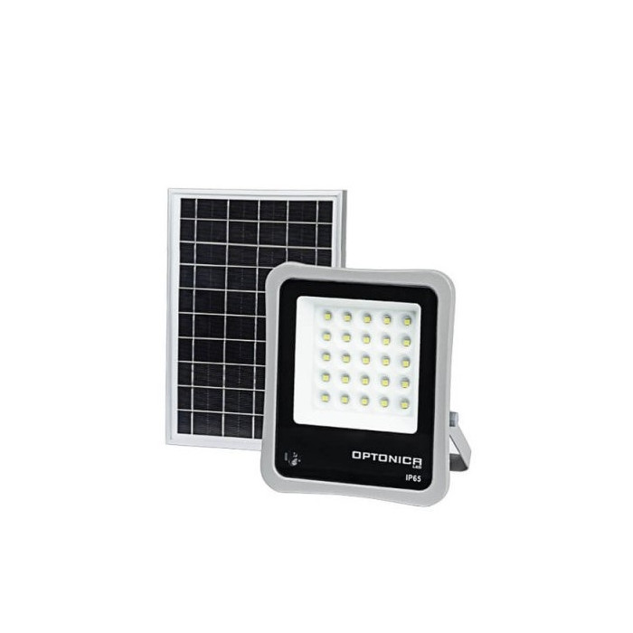 LED prožektorius, pilkas, su saulės baterija, 6W, šalta balta šviesa