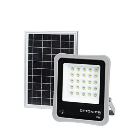 LED prožektorius, pilkas, su saulės baterija, 6W, šalta balta šviesa