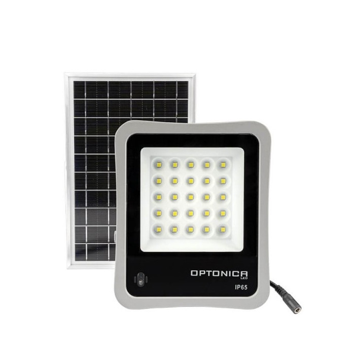 LED prožektorius, pilkas, su saulės baterija, 8W, šalta balta šviesa