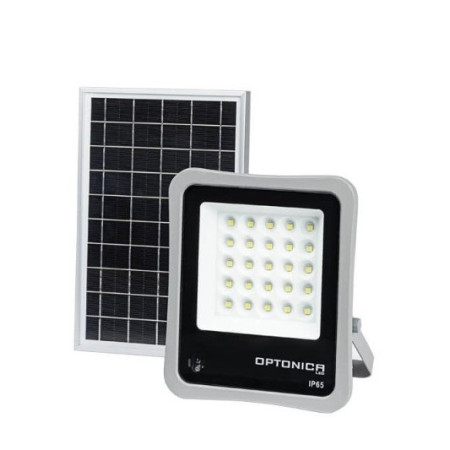 LED prožektorius, pilkas, su saulės baterija, 8W, šalta balta šviesa