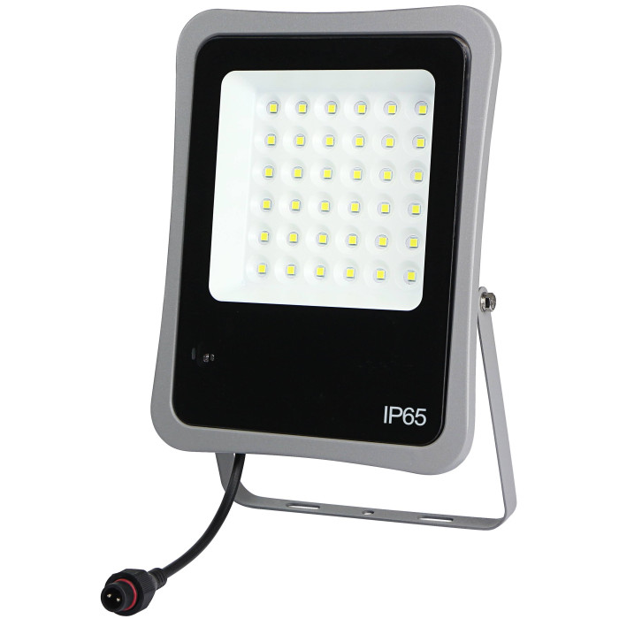 LED prožektorius, pilkas, su saulės baterija, 15W, šalta balta šviesa