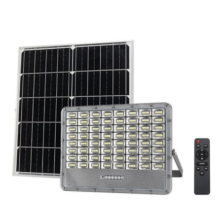 LED prožektorius, pilkas, su saulės baterija, 30W, 120°, šalta balta šviesa