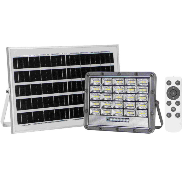 LED prožektorius, pilkas, su saulės baterija, 10W, CCT 3000K-6000K