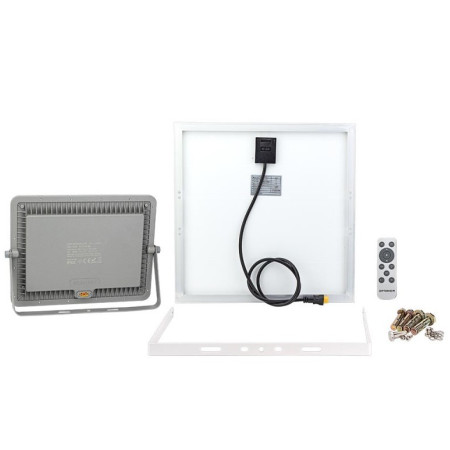 LED prožektorius, pilkas, su saulės baterija, 20W, CCT 3000K-6000K