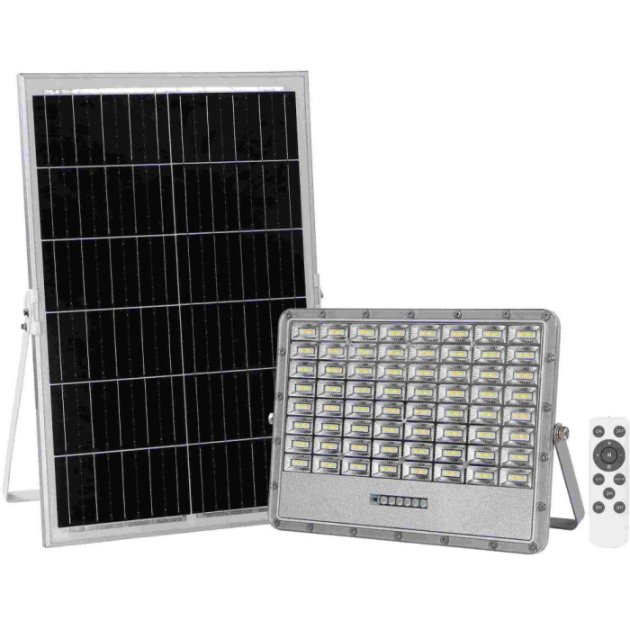 LED prožektorius, pilkas, su saulės baterija, 30W, CCT 3000K-6000K