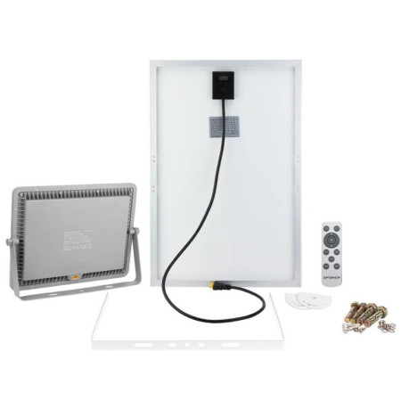 LED prožektorius, pilkas, su saulės baterija, 30W, CCT 3000K-6000K