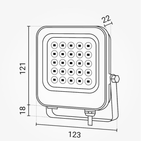 LED prožektorius, baltas, 20W, šilta balta šviesa