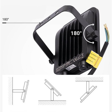 LED prožektorius, juodas, 20W, šalta balta šviesa