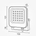 LED prožektorius, juodas, 20W, šilta balta šviesa