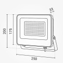 LED prožektorius, juodas, 90Lm/W, 100W, šilta balta šviesa