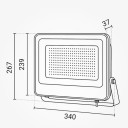 LED prožektorius, juodas, 90Lm/W, 200W, šalta balta šviesa