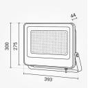 LED prožektorius, juodas, 90Lm/W, 300W, neutrali balta šviesa